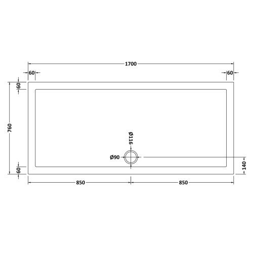 Balterley 1700mm x 760mm Premium Rectangular Shower Tray - White 1