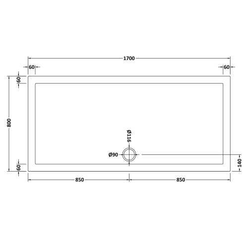 Balterley 1700mm x 800mm Premium Rectangular Shower Tray - White 1