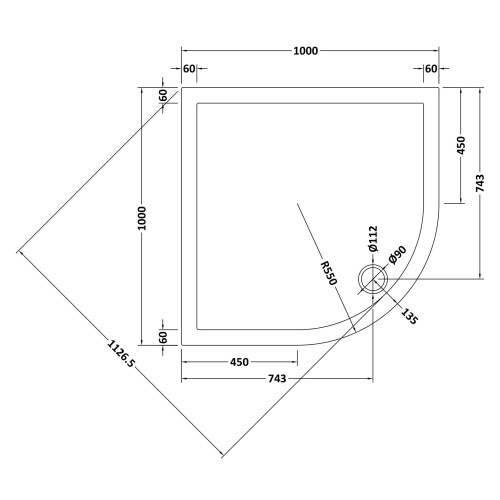 Balterley 1000mm Premium Quadrant Shower Tray - White 1