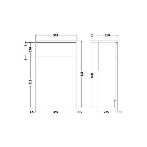 Balterley Compact Floor Standing WC Toilet Unit - 500mm - Anthracite 1