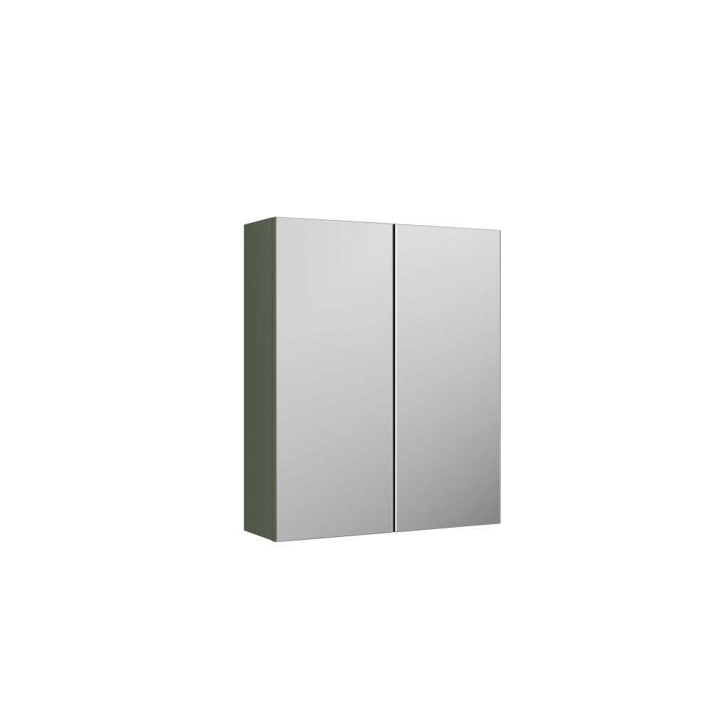 Wall Hung Mirror Cabinet2 Door 50 50 Split Satin Green 600mm