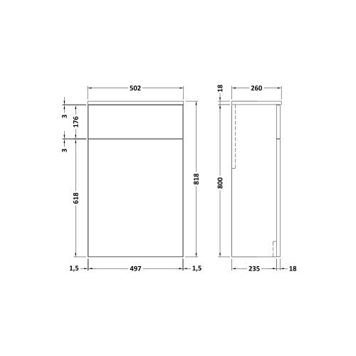 Balterley Compact Floor Standing WC Toilet Unit - 500mm - Gloss White 1