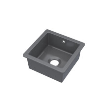 Fireclay Single Bowl Square Undermount Kitchen Sink, Central Waste & Overflow, 457mm - Soft Black
