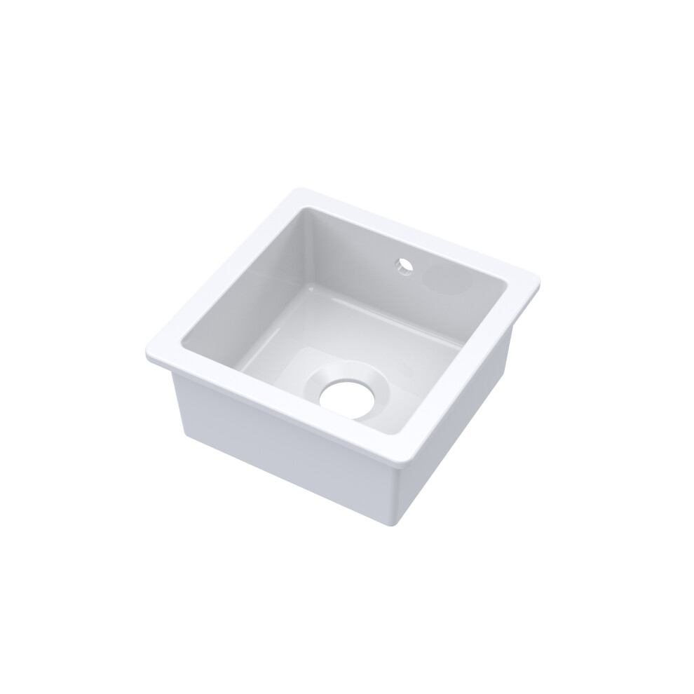 Fireclay Single Bowl Square Undermount Kitchen Sink with Overflow (Waste Not Included), 457mm