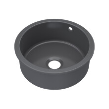 Fireclay Single Bowl Round Undermount Kitchen Sink, Central Waste & Overflow, 460mm - Soft Black
