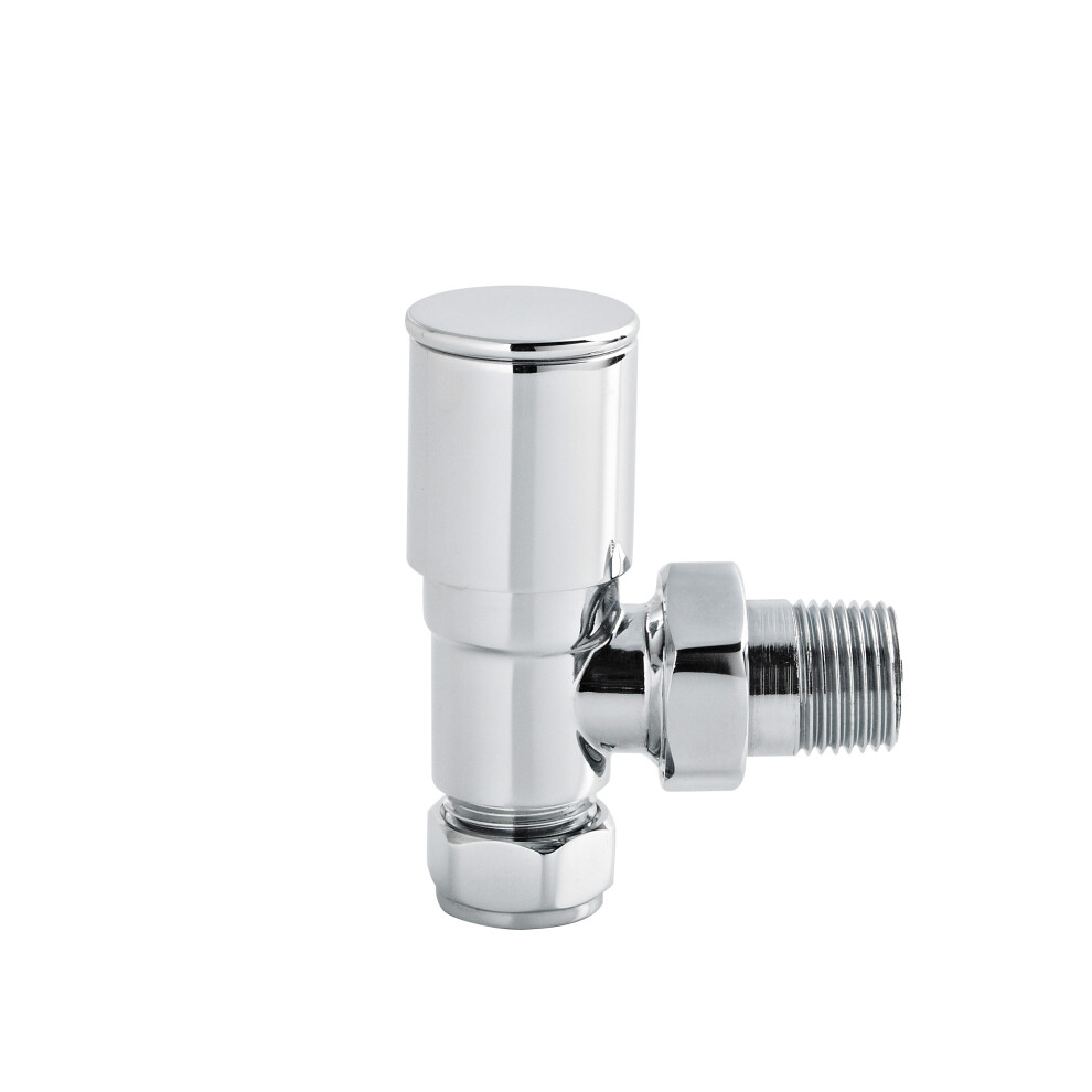 Angled Round Modern Radiator Valves, Sold in Pairs - Chrome