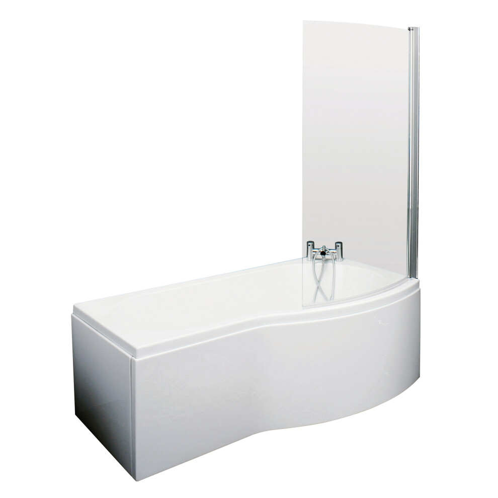 Right Hand Shower Bath Bundle - Includes Tub, Curved 6mm Safety Glass Screen and Front Panel - 1500mm