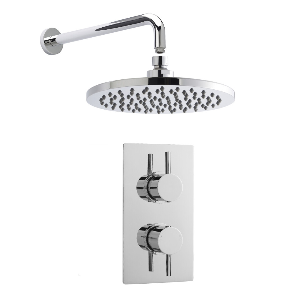 Shower Bundle Concealed Round Twin Valve, Arm & Head Kit - Chrome Balterley