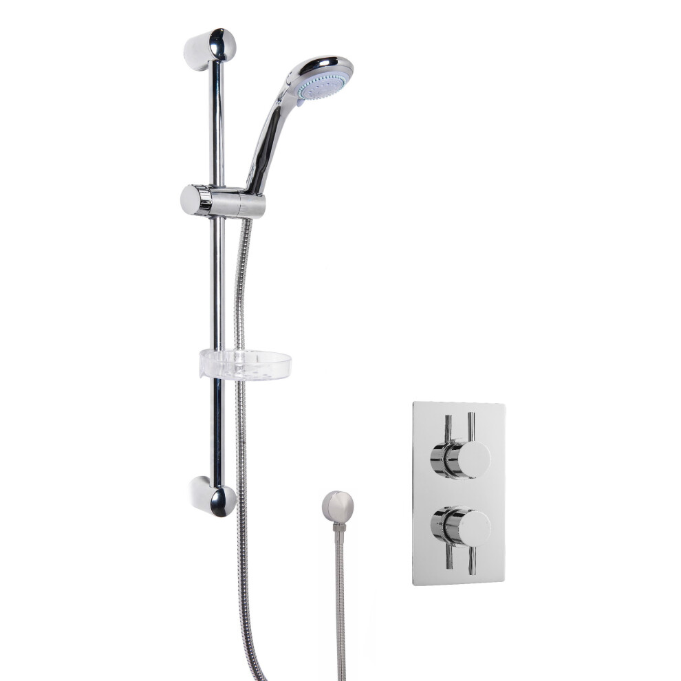 Shower Bundle Concealed Round Twin Valve & Slide Rail Shower Kit - Chrome - Balterley