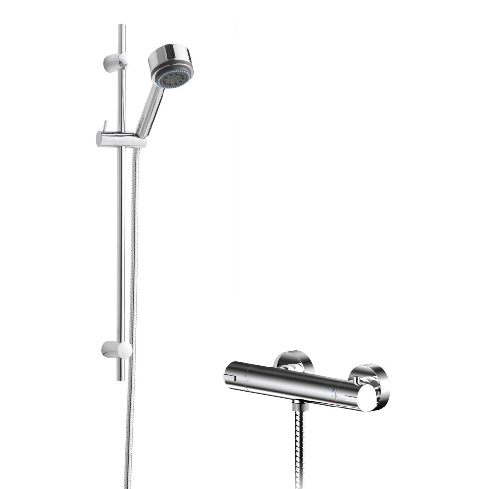 Current Round Bar Valve & Linear Slide Rail Kit Shower Set - Chrome - Balterley