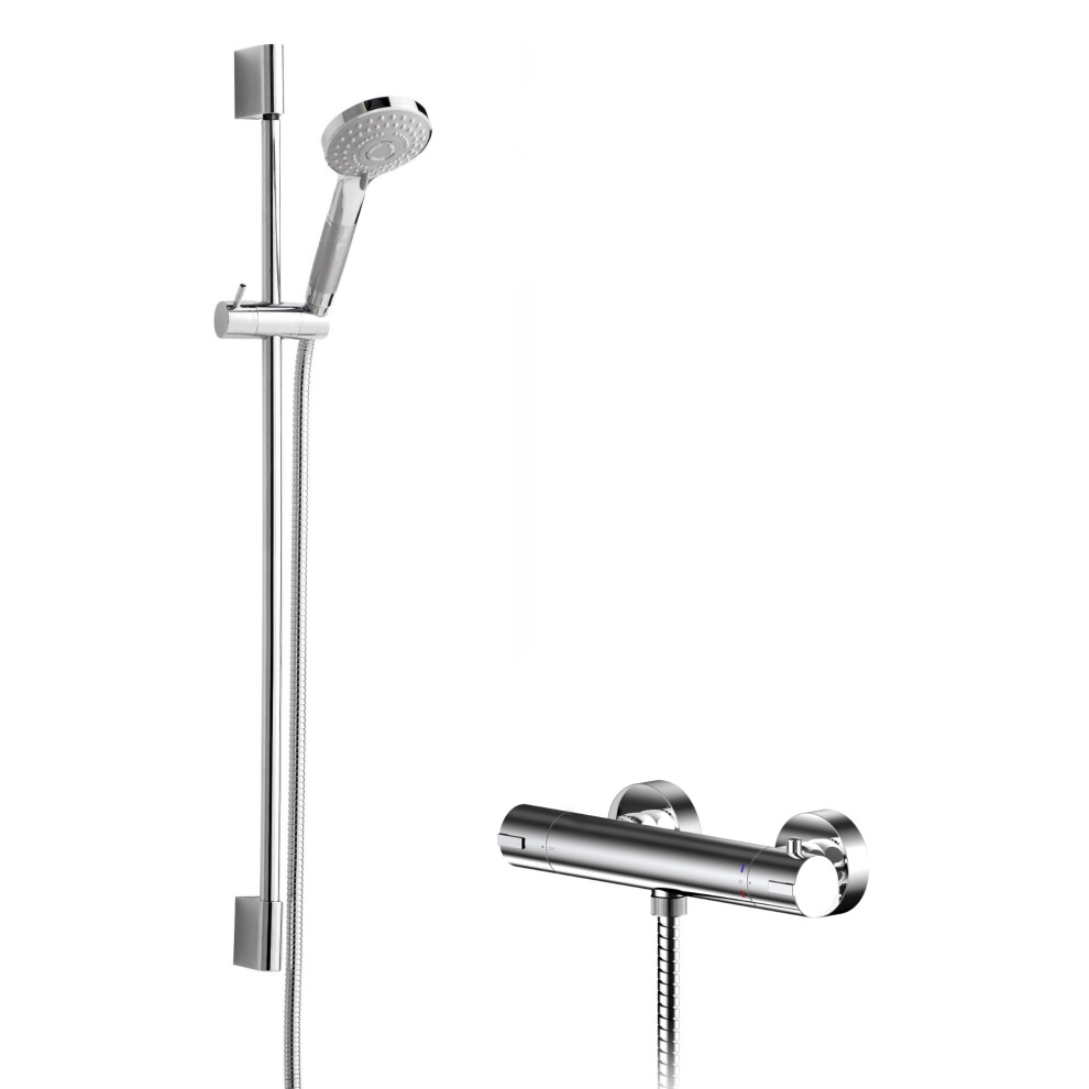 Current Round Bar Valve & Slimline Slide Rail Shower Set - Chrome - Balterley