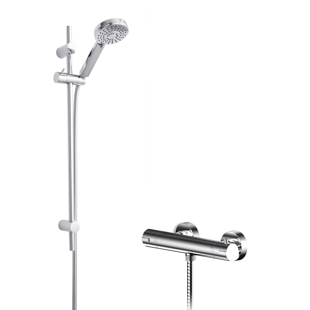 Current Round Bar Valve & Water Saving Slide Rail Kit Shower Set - Chrome - Balterley