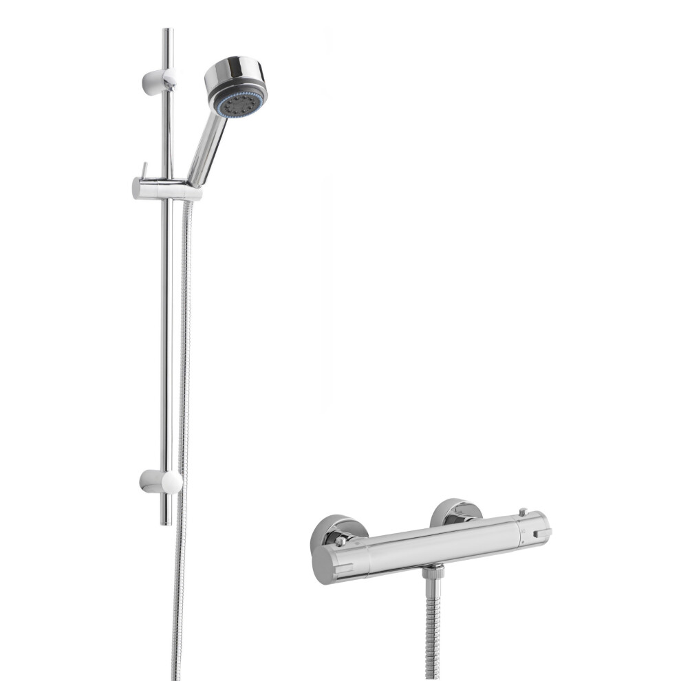 Minimalist Round Bar Valve & Linear Slide Rail Kit Shower Set - Chrome - Balterley