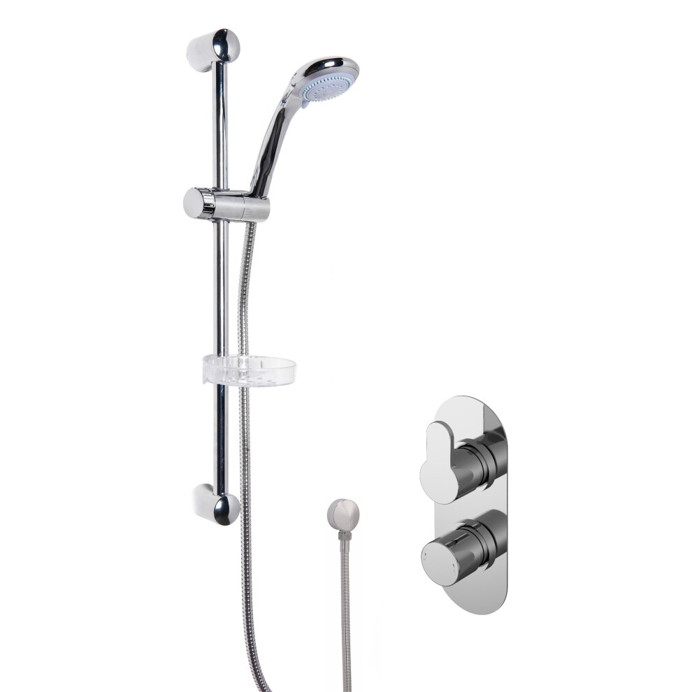 Pride Shower Bundle Concealed Round Twin Valve & Multi Function Handset Slide Rail Kit - Chrome Balterley