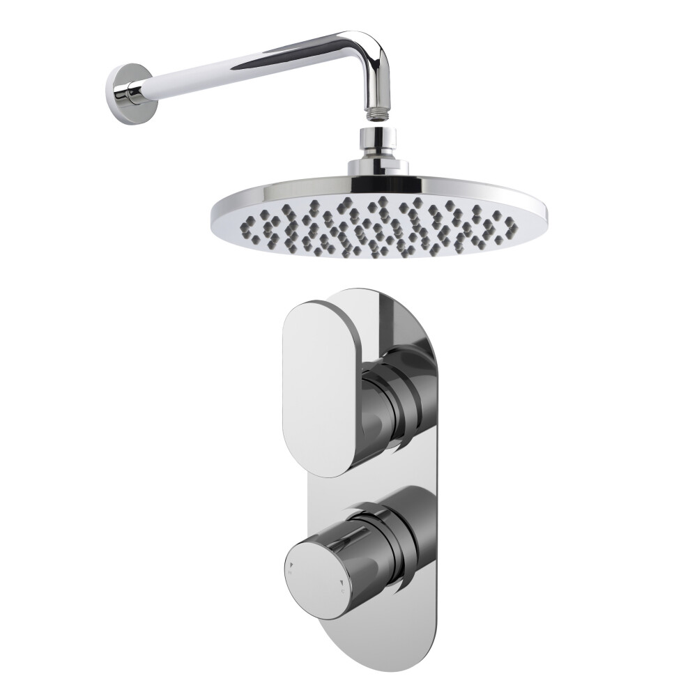 Current Shower Bundle Concealed Round Twin Valve, Arm & Head Kit - Chrome Balterley