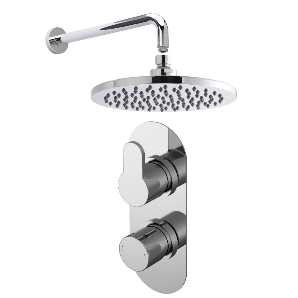 Pride Shower Bundle Concealed Round Twin Valve, Arm & Head Kit - Chrome Balterley