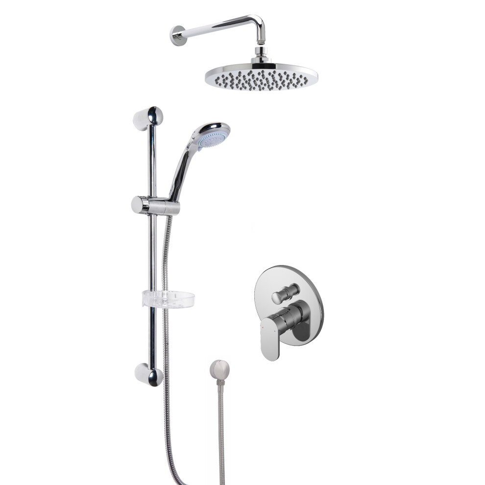 Current Concealed Round Manual Valve with Multi Function Slide Rail Kit, Arm & Head Shower Bundle - Chrome - Balterley