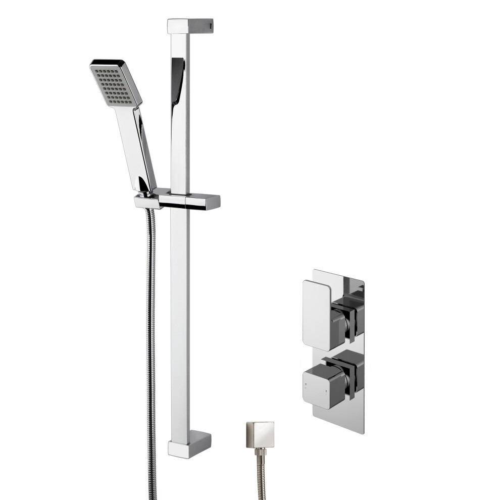 Empire Concealed Square Twin Valve & Slide Rail Kit Shower Bundle Set - Chrome - Balterley