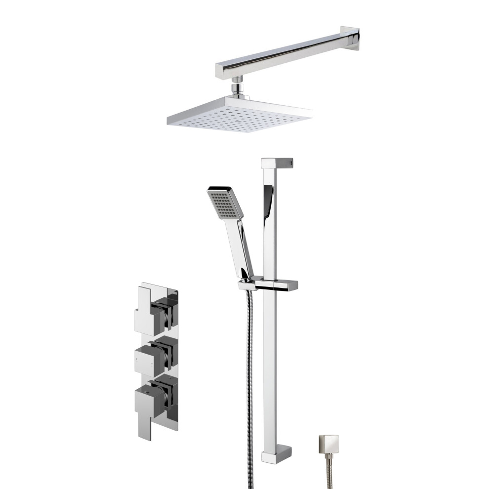 Ripple Concealed Square Triple Valve Shower Set - Chrome - Balterley