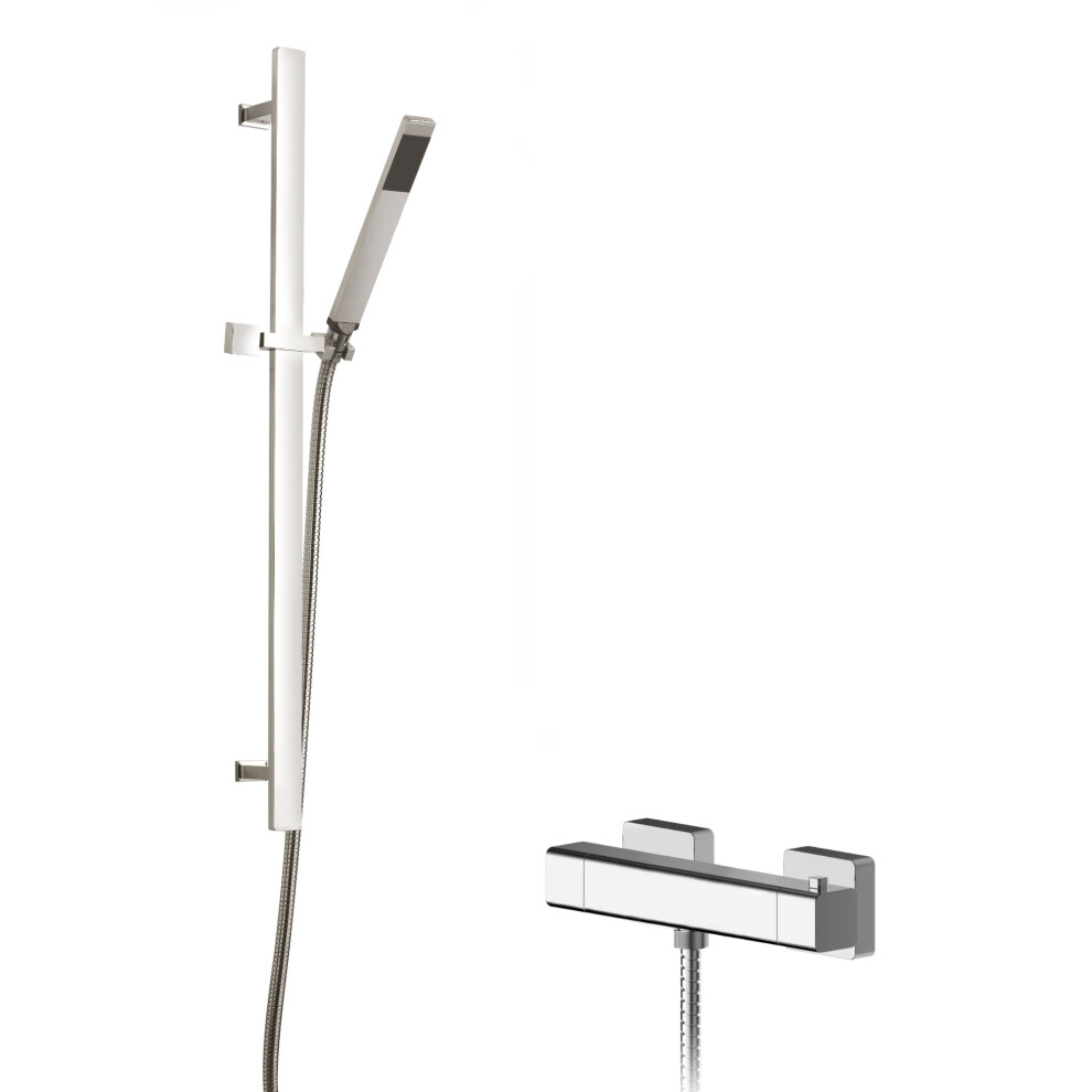 Empire Square Bar Valve & Sheer Slide Rail Shower Kit - Chrome - Balterley