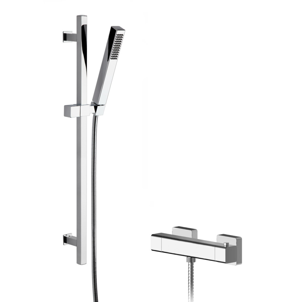 Empire Square Bar Valve & Slide Rail Shower Kit - Chrome - Balterley