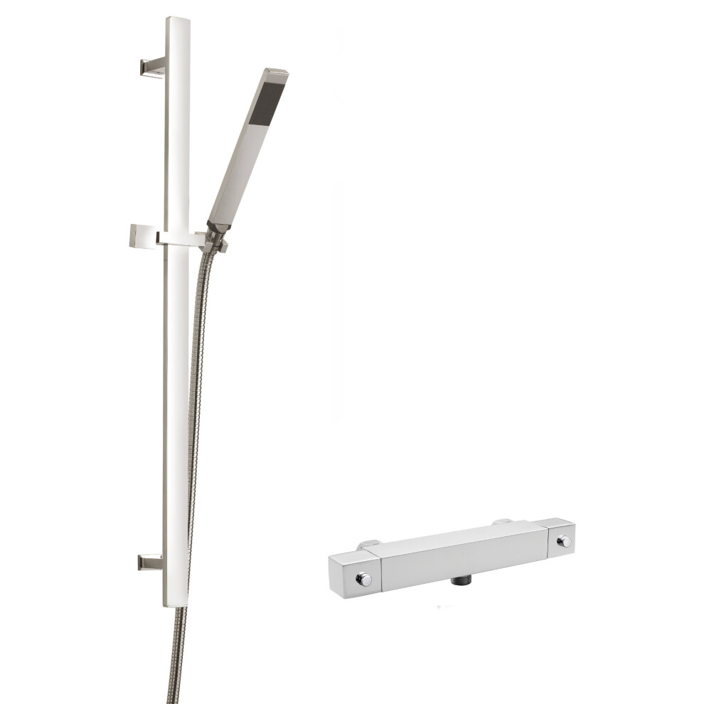 Square Bar Valve & Sheer Slide Rail Shower Kit - Chrome - Balterley