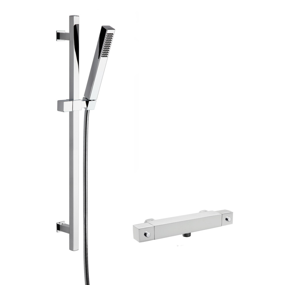 Square Bar Valve & Slide Rail Shower Kit - Chrome - Balterley