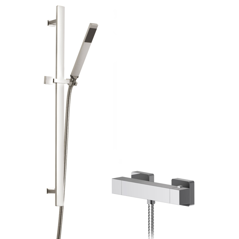 Ripple Square Bar Valve & Sheer Slide Rail Shower Kit - Chrome - Balterley