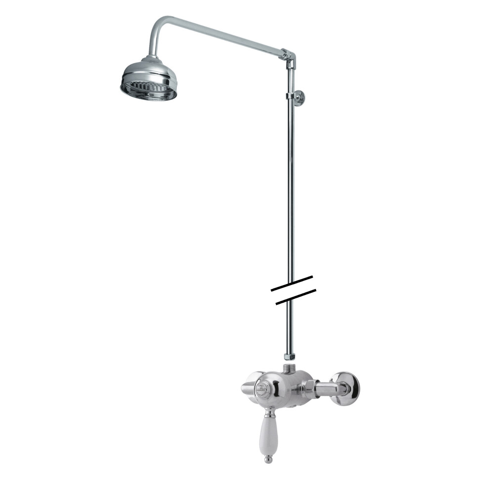 Traditional Exposed Manual Valve & Rigid Riser Shower Set - Chrome/White - Balterley