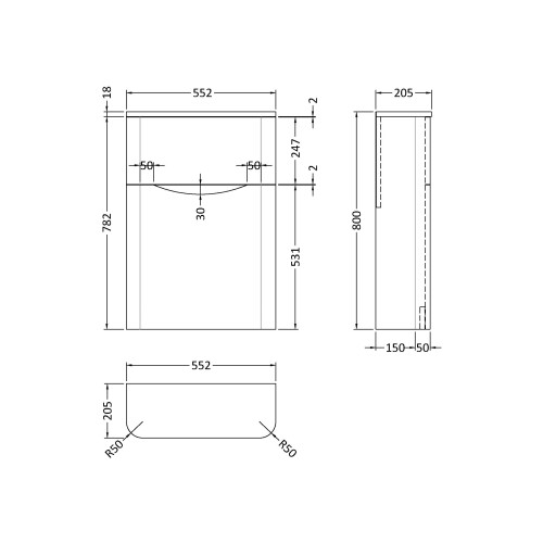 Balterley Floor Standing WC Unit  , 550mm - Satin Grey 1