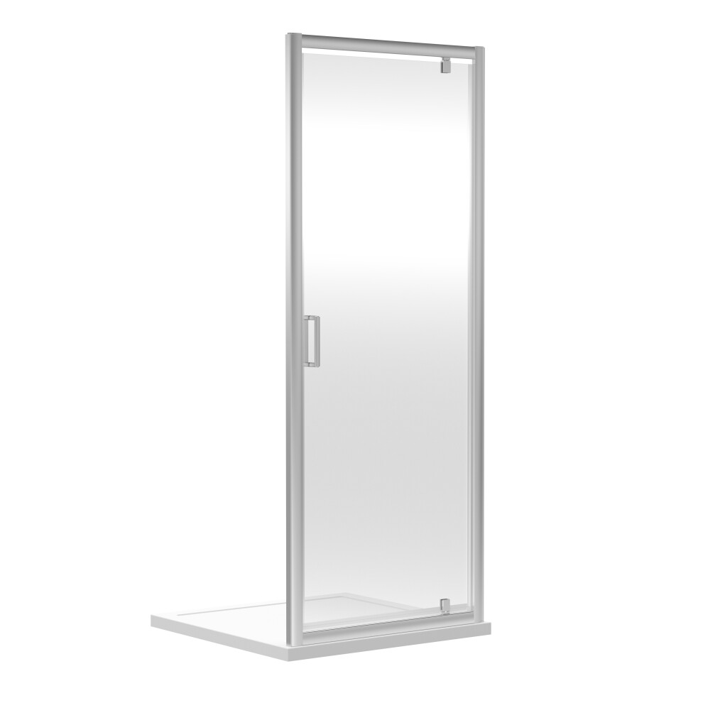 6mm Toughened Safety Glass Reversible Pivot Shower Door - 900mm - Chrome