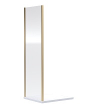 6mm Toughened Safety Glass Reversible Shower Side Panel - 900mm - Brushed Brass