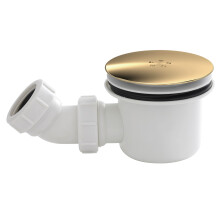 Resin Shower Tray Mega Flow Waste - White with Brushed Brass Top