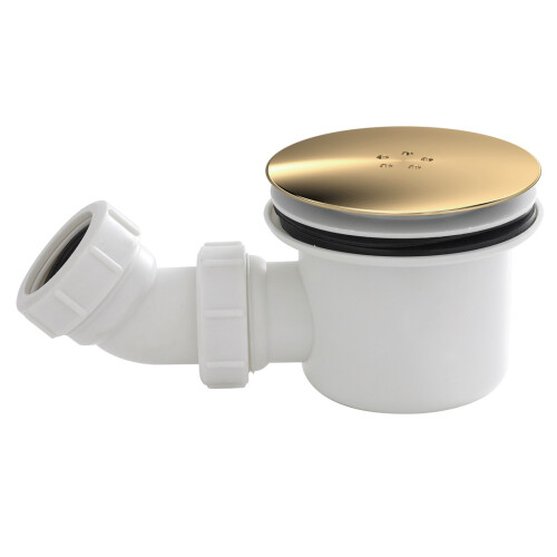 Balterley Resin Shower Tray Mega Flow Waste - White with Brushed Brass Top