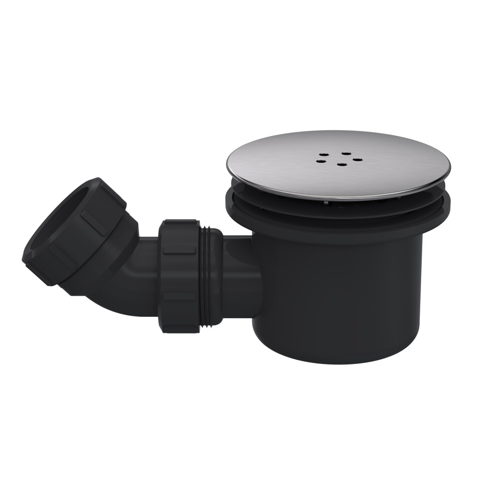 Resin Shower Tray Mega Flow Waste - Black with Brushed Pewter Top