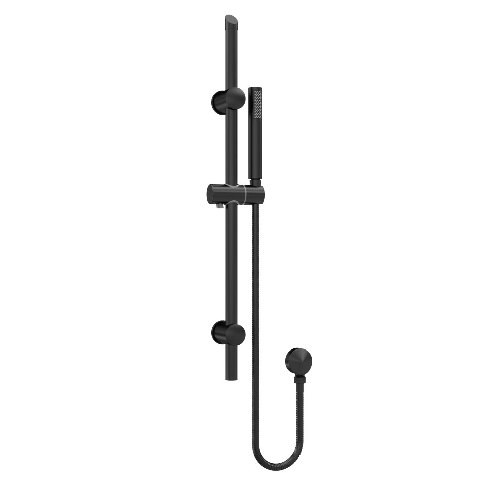 Round Slide Rail Shower Kit with Outlet Elbow - Matt Black