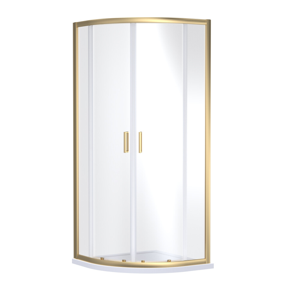 Quadrant 6mm Toughened Safety Glass Shower Enclosure - 900mm x 900mm - Brushed Brass