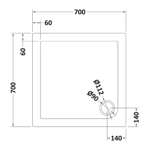 Balterley 700mm Premium Square Shower Tray - Slate Grey 1