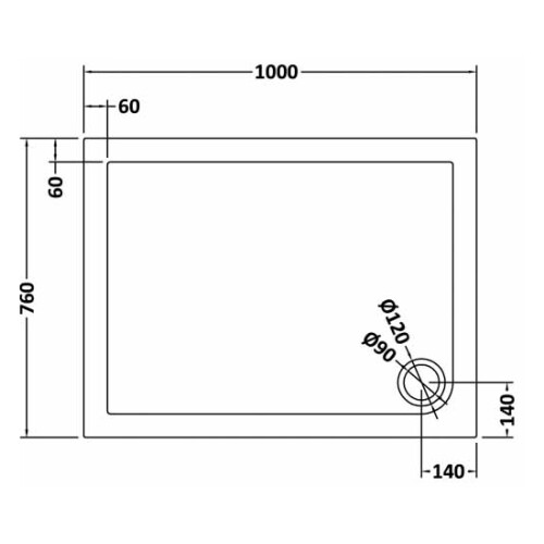 Balterley 1000mm x 760mm Premium Rectangular Shower Tray - Slate Grey 1