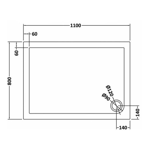 Balterley 1100mm x 800mm Premium Rectangular Shower Tray - Slate Grey 1