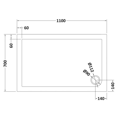 Balterley 1100mm x 700mm Premium Rectangular Shower Tray - Slate Grey 1