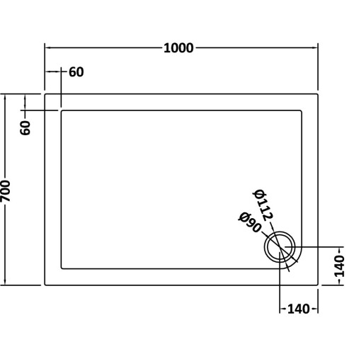 Balterley 1000mm x 700mm Premium Rectangular Shower Tray - Slate Grey 1