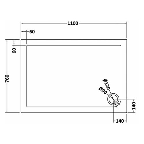 Balterley 1100mm x 760mm Premium Rectangular Shower Tray - Slate Grey 1