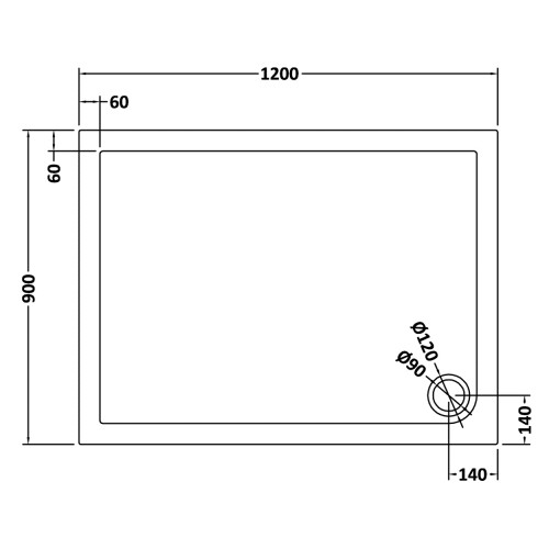 Balterley 1200mm x 900mm Premium Rectangular Shower Tray - Slate Grey 1