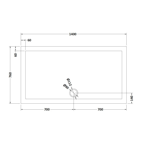 Balterley 1400mm x 760mm Premium Rectangular Shower Tray - Slate Grey 1