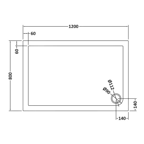 Balterley 1200mm x 800mm Premium Rectangular Shower Tray - Slate Grey 1