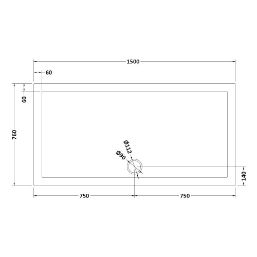 Balterley 1500mm x 760mm Premium Rectangular Shower Tray - Slate Grey 1