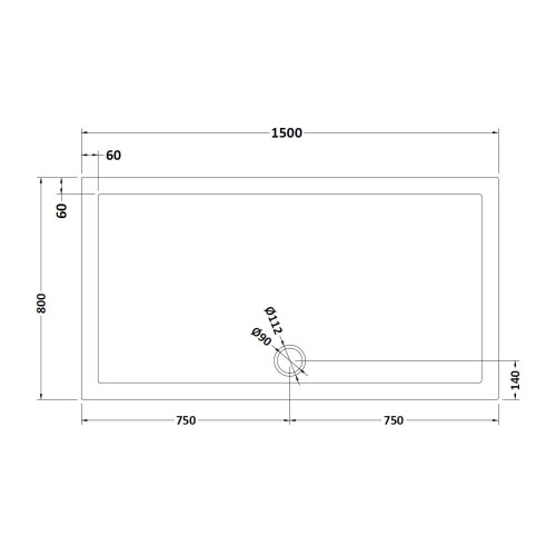 Balterley 1500mm x 800mm Premium Rectangular Shower Tray - Slate Grey 1