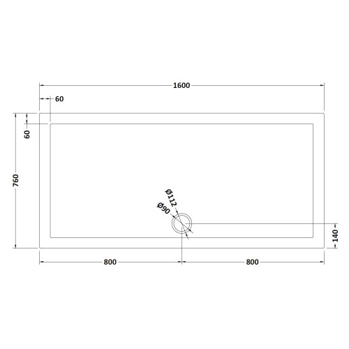 Balterley 1600mm x 760mm Premium Rectangular Shower Tray - Slate Grey 1
