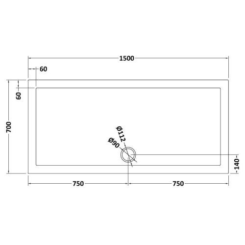 Balterley 1500mm x 700mm Premium Rectangular Shower Tray - Slate Grey 1
